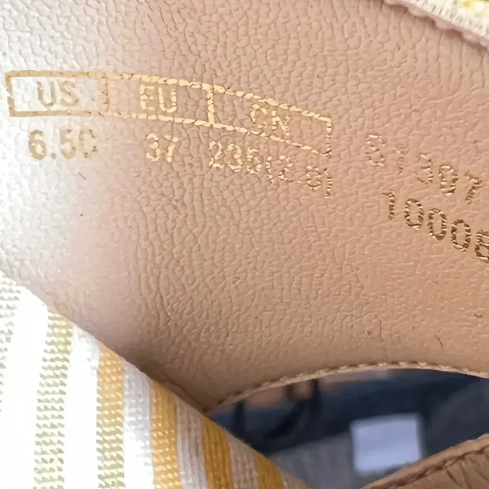 STUART WEITZMAN  Minela Striped Wedge Espadrille Yellow White Size 6.5 SEE DESCR - Picture 15 of 15